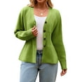 thumbnail image 1 of DAFPZW Womens V Neck Cardigan Sweaters Long Sleeve Cinched Waist Knit Tops Dressy Casual Button Up Fitted Outerwear, 1 of 8