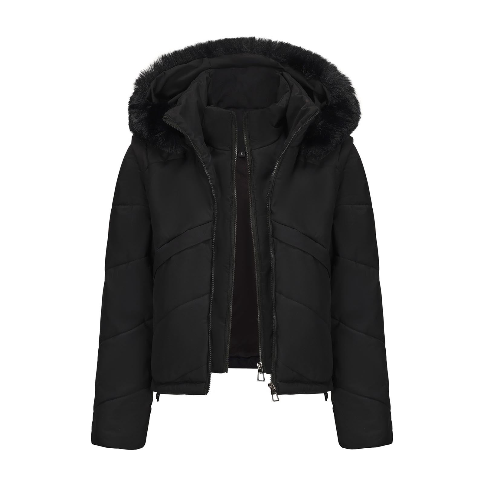 Fuzzy Hooded Ultra-Cropped Thick Winter Puffer