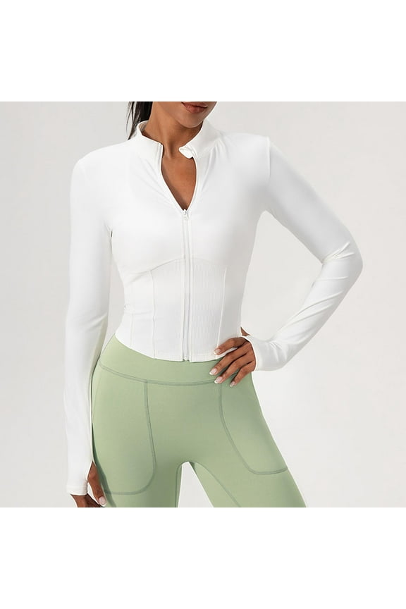 Womens Zip Up Workout Jakcets Lightweight Slim Fit Running Athletic Jackets with Thumb Holes