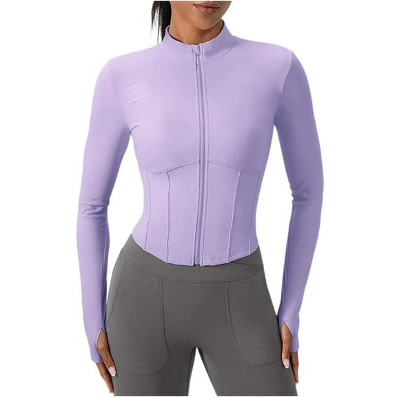 DAFPZW Womens Zip Up Workout Jakcets Lightweight Slim Fit Running Athletic Jackets with Thumb Holes