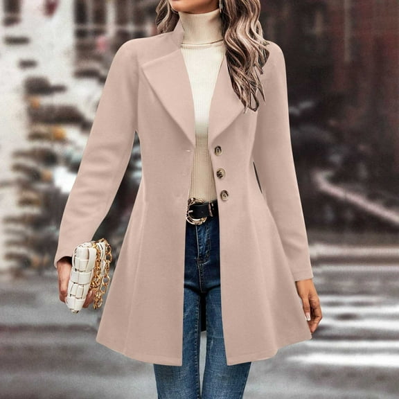 DAFPZW Wool Coats for Women Fall Winter Trench Coat Peacoat Long Tweed Blazer Jackets Outwear