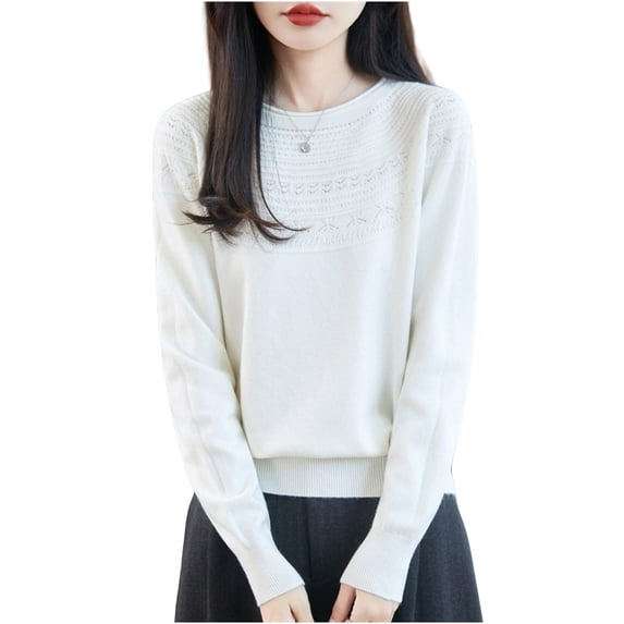 DAFPZW Wool Sweaters for Women Fall Winter Warm Soft Knitted Tops Casual Loose Pullover Crew Neck Long Sleeves Shirts