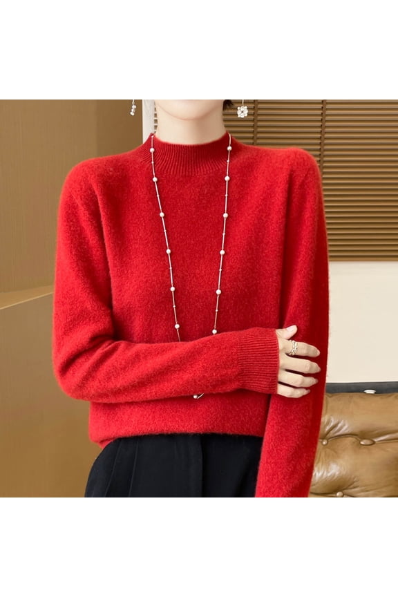 Wool Womens Sweater Knitted Pullover Long Sleeve Casual Loose Bottoming Jumper
