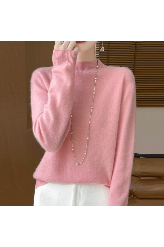 Wool Womens Sweater Knitted Pullover Long Sleeve Casual Loose Bottoming Jumper