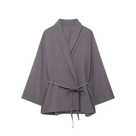 DAFPZW Wrap Coat for Women 2025 Elegant Long Sleeve V Neck Trendy Casual Fall Outerwear Jackets with Pockets