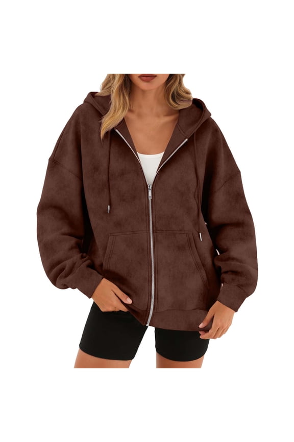 Zip Up Hoodies for Women Acid Wash Oversized Sweatshirt Fall Fashion Jacket Cute Y2k Winter Teen Girls Pullover