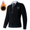 thumbnail image 1 of DAFPZW Zip Up Sweater Men, Fleece Lined Baseball Cardigan Sweaters Long Sleeve Western Style Knitted Tops with Pockets, 1 of 5