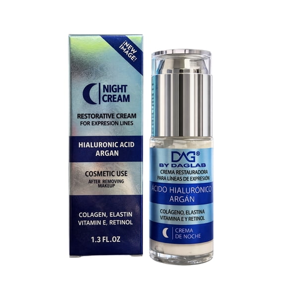 DAG by DAGLAB Night Face Cream with Hyaluronic Acid and Argan Oil, Hydrating Facial Cream, Lightweight Moisturizer for All Skin Types, 1.3 fl oz