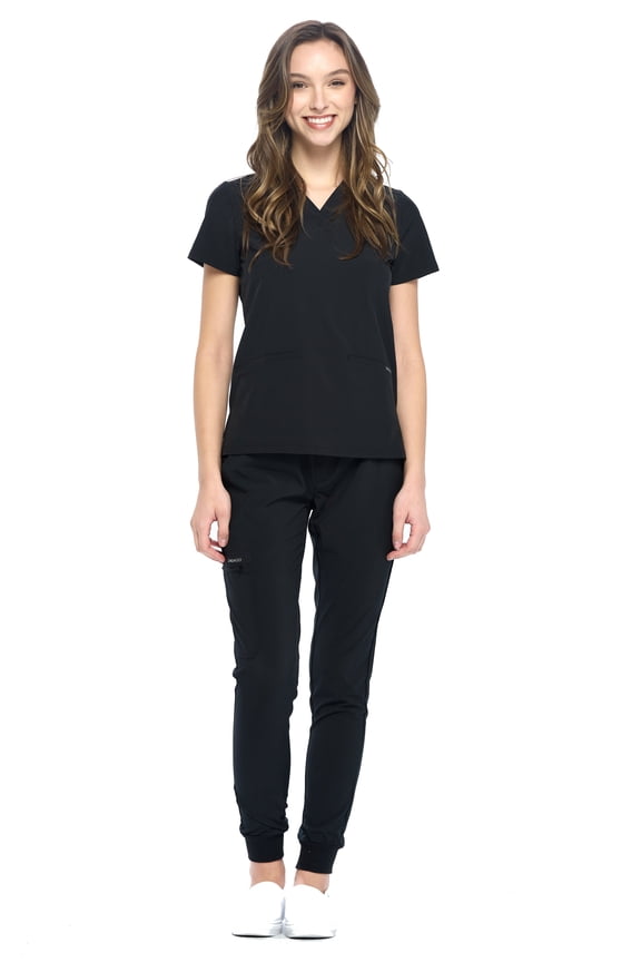 Medical Uniform V-Neck 4-Way Stretch Jogger Scrub Set, Unisex, XL