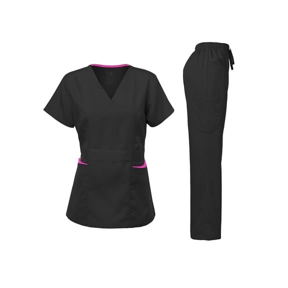 DAGACCI Y-Neck Top & Cargo Pant Medical Uniform Scrub Set (Women's)