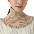 thumbnail image 1 of DAGESVGI Warm Knitted Fake Collar for Women Turtleneck Ribbed Knitted False Collar Ruffles Detachable High Collar Scarf Wrap, 1 of 9