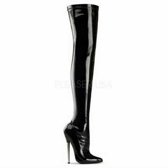 DAGGER-3000, 6 1 4" Solid Brass Heel Plain Stretch Thigh Boot