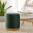 thumbnail image 1 of DAGONHIL Modern Round Velvet Ottoman,Upholstered Make-up Short Foot Stools with Gold Plating Base,Pack of 1,Green, 1 of 6
