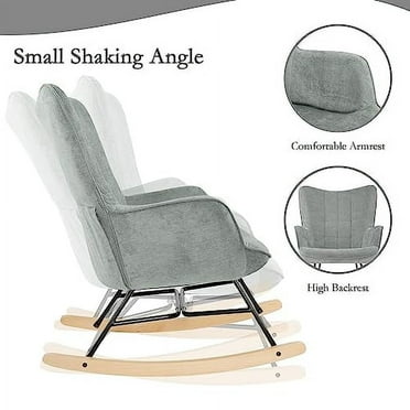 DAGONHIL Rocking Chair Nursery Upholstered Glider Chair Modern Armchair with Thick Seat and High Backrest for Nursery Living Room Bedroom Balcony Offices Grey
