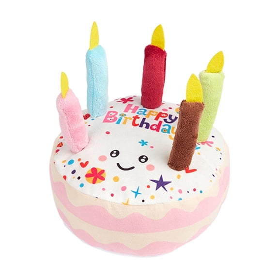 DAILIHIVE Birthday Cake Squeaky Dog Toy, Chew Toy with Sound for Puppies and Dogs, Interactive Squeaker Toy for Play and Biting, Fun Themed Gift for Dog's Birthday or Celebration