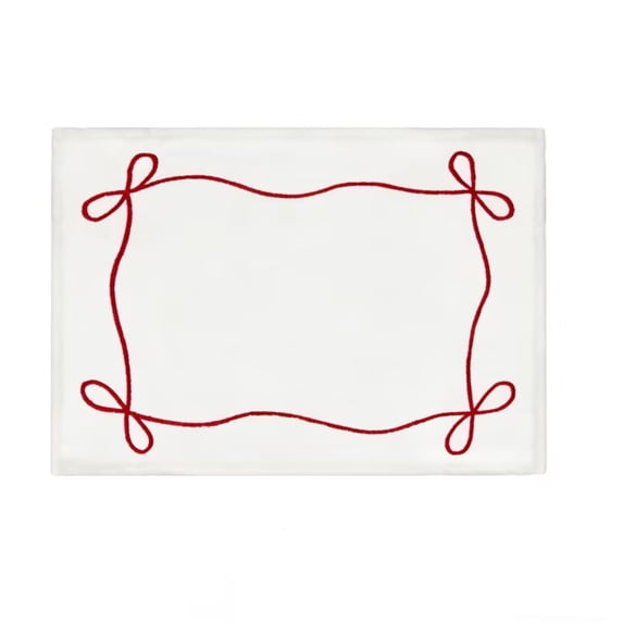 DAILIHIVE Bow Embroidery Linen Placemats Set, Festive Table Decorations with Absorbent Fabric, Durable and Wrinkle Resistant, Perfect Home Dining Gift for Hosts