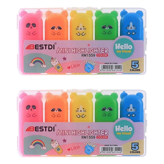 DAILIHIVE Color Highlighter Style,Kawaii Youngster SuppliesAssorted Colors Cute Mini Highlighters,Kawaii Design Gift Marker Pen,4 / 5 / 6 Colors Available Color Marker Pen Set 10ML