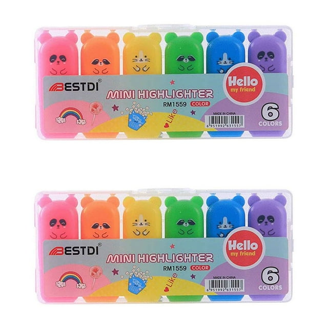 DAILIHIVE Color Highlighter Style,Kawaii Youngster SuppliesAssorted Colors Cute Mini Highlighters,Kawaii Design Gift Marker Pen,4 / 5 / 6 Colors Available Color Marker Pen Set 10ML