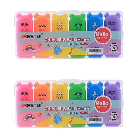 DAILIHIVE Color Highlighter Style,Kawaii Youngster SuppliesAssorted Colors Cute Mini Highlighters,Kawaii Design Gift Marker Pen,4 / 5 / 6 Colors Available Color Marker Pen Set 10ML