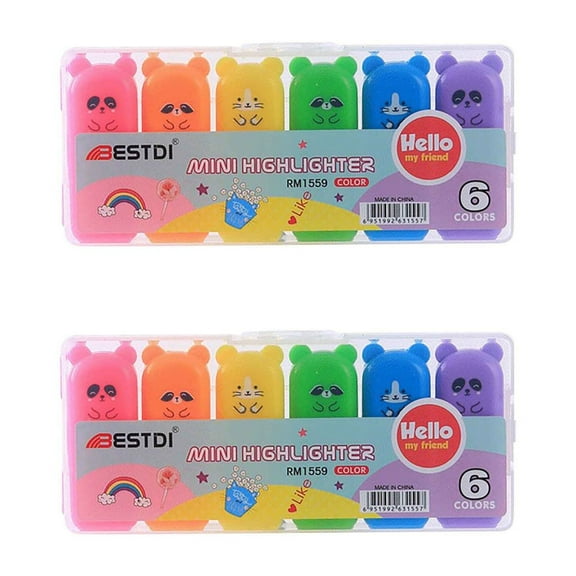 DAILIHIVE Color Highlighter Style,Kawaii Youngster SuppliesAssorted Colors Cute Mini Highlighters,Kawaii Design Gift Marker Pen,4 / 5 / 6 Colors Available Color Marker Pen Set 10ML
