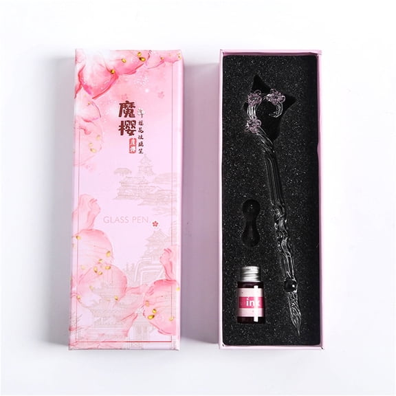 DAILIHIVE Glass Dip Pen Set,Calligraphy Pen,Magic Sakura Crystal Signature Pen for Art,Calligraphy Glass Dip Pen Ink Set,for Art,Writing,Business Gift,Sign At A Party Or Ceremony