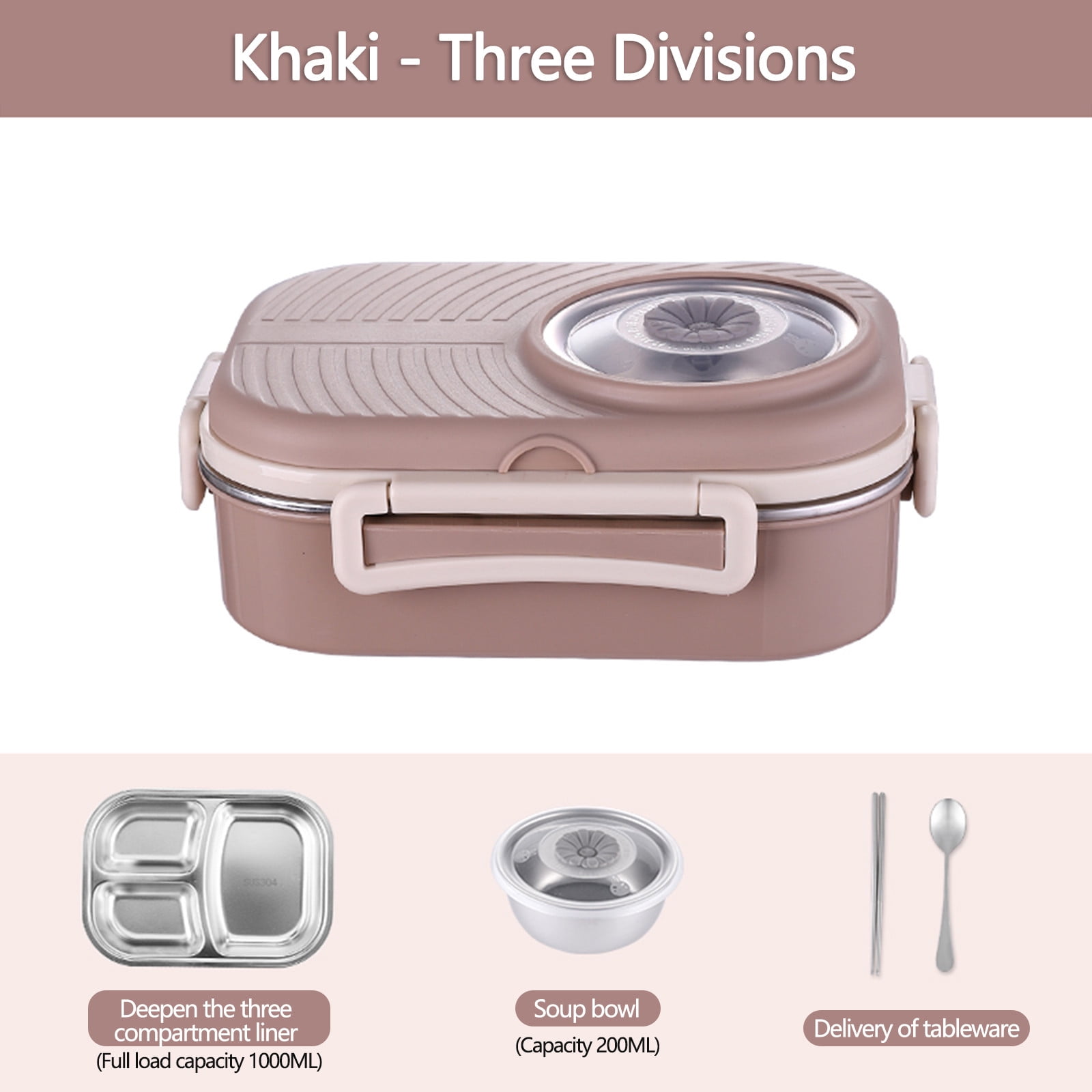 DAILIHIVE Stainless Steel Lunch Box Office Worker Student Lunch Box ...