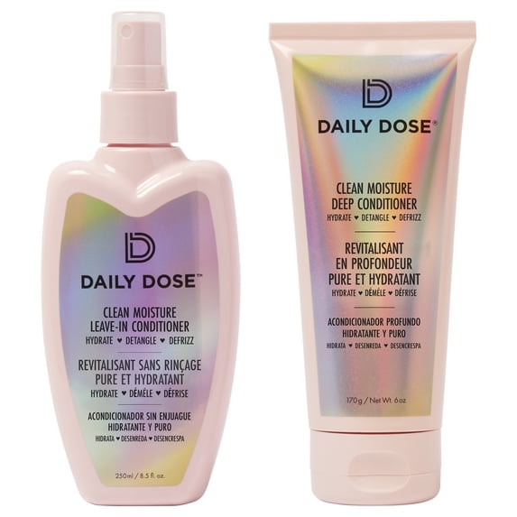 DAILY DOSE Moisturizing Duo: Leave-In Conditioner Detangler Spray + Deep Conditioner, Hair Mask/Masque - Detangles, Repairs, Restores Dry, Damaged, Color Treated Hair for All Hair Types