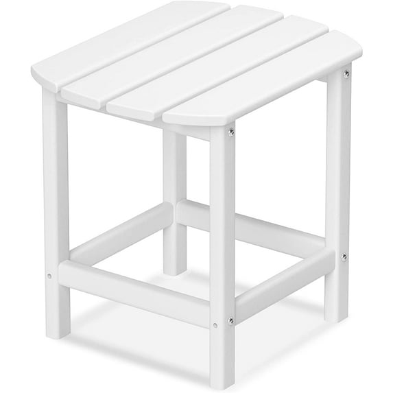 DAILYLIFE HDPE Plastic/Resin Outdoor Tea Table, Side Table for Your Adirondack Chair, Patio Deck Garden, Backyard & Lawn Furniture (White)