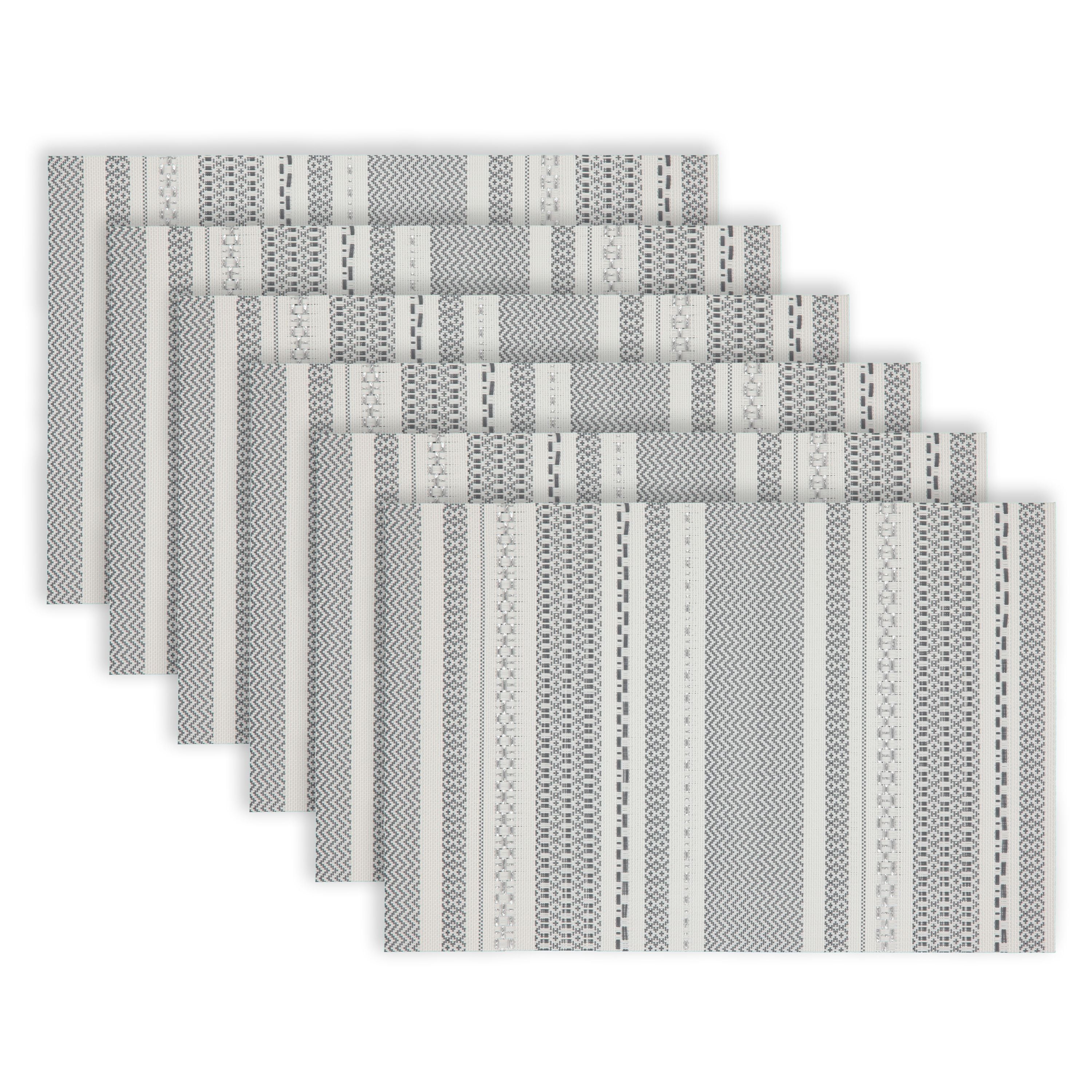 Aztec Design Glitter Grey Vinyl Rectangular Placemats Set of 6