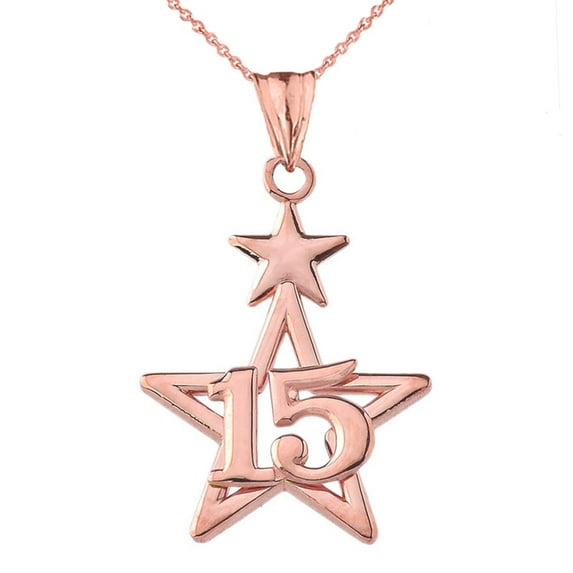 DAINTY QUINCEAÑERA STAR PENDANT NECKLACE IN ROSE GOLD : 10K Pendant with 18" chain