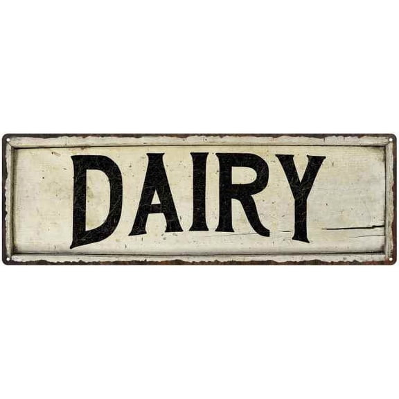 DAIRY Farmhouse Style Wood Look Sign Gift 6x18 Metal Decor 206180028139