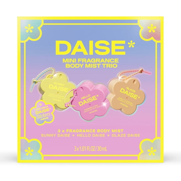 DAISE Mini Fragrance Body Mist Trio + Stickers - Sunny DAISE, Hello DAISE, Glaze DAISE