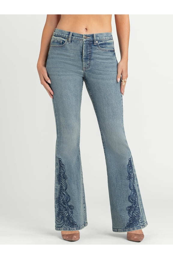 Women's and Women's Plus Daisy Fitted Flare Jeans, 30.5", 32.5", and 34.5" Inseams, Sizes 2-26W