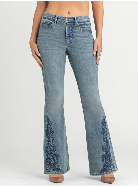 Women's and Women's Plus Daisy Fitted Flare Jeans, 30.5", 32.5", and 34.5" Inseams, Sizes 2-26W