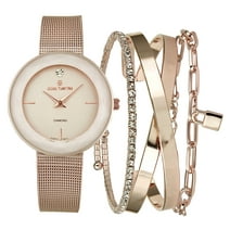 DAISY FUENTES Stunning Rose Gold Women's Watch with Diamond Accent and Elegant Mesh Bracelet - A Timeless Beauty for Style-Conscious Women