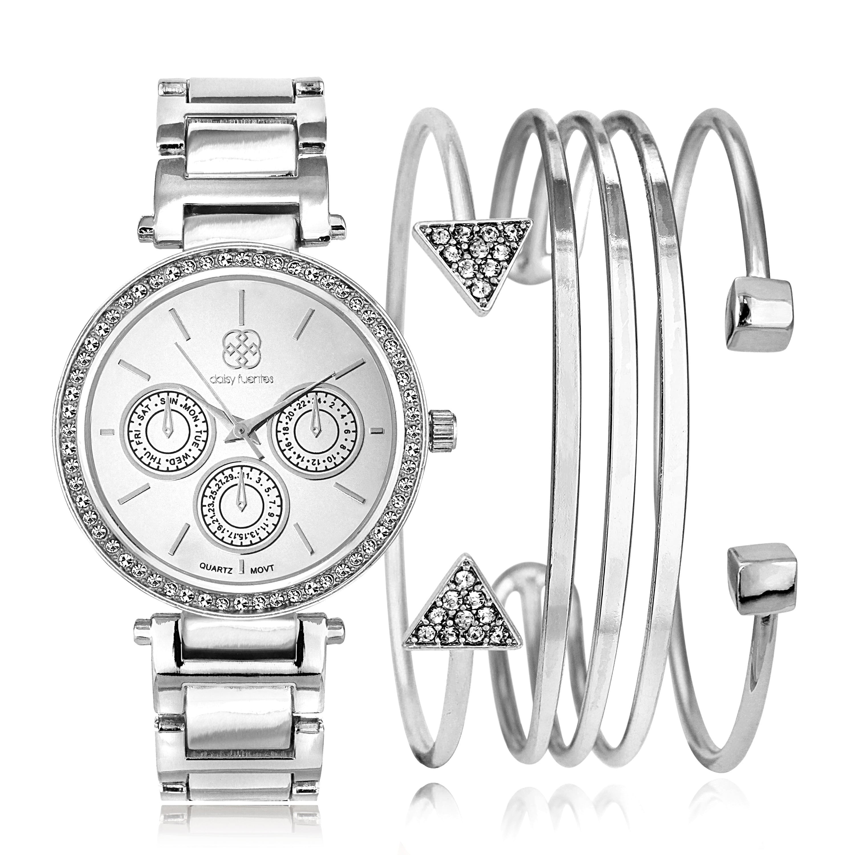 DAISY FUENTES Women s Diamond Accent Rose Gold Classic Design Waterproof with Quartz Movement and Gift Box Walmart