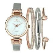 DAISY FUENTES Womens Watches Two tone Rose Gold Watch with Mesh Strap, Quartz movement, Diamond Accent, Bracelet Set - Elegant Style and Versatile Accessories - Perfect Gift