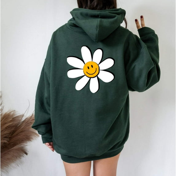 DAISY SMILEY FACE Graphic Unisex Fleece Hooded Sweatshirt