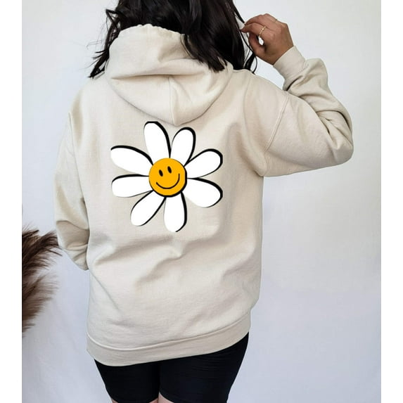 DAISY SMILEY FACE Graphic Unisex Fleece Hooded Sweatshirt