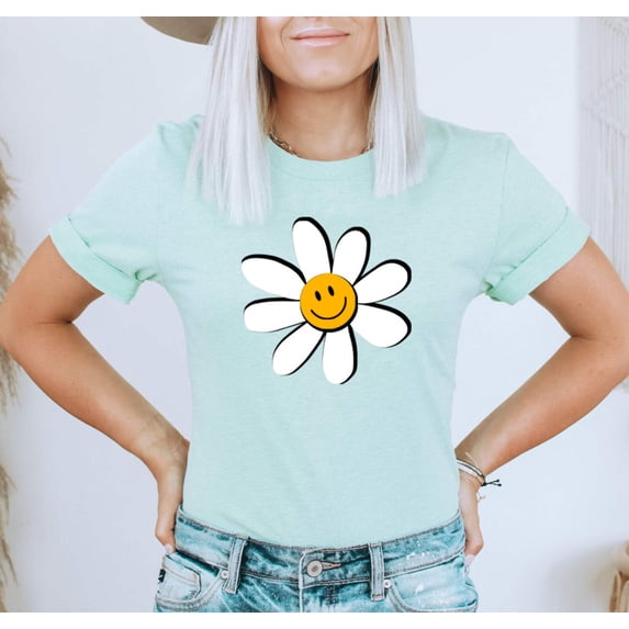 DAISY SMILEY FACE Grpahic Short sleeve Tees