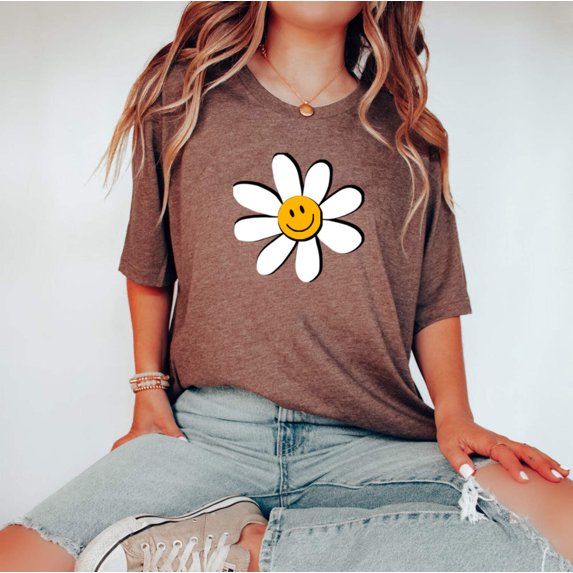 DAISY SMILEY FACE Grpahic Short sleeve Tees