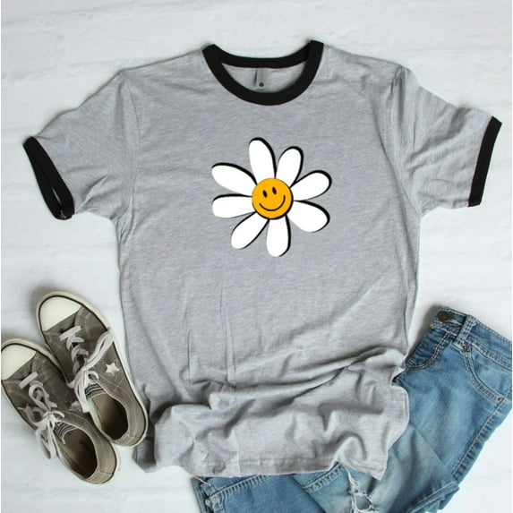 DAISY SMILEY Graphic Ringer Tee