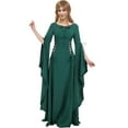 thumbnail image 1 of DAIZBELLA Green Medieval Renaissance Dress Lace-up Vintage Dress with Long Trailing Sleeves, L, 1 of 6
