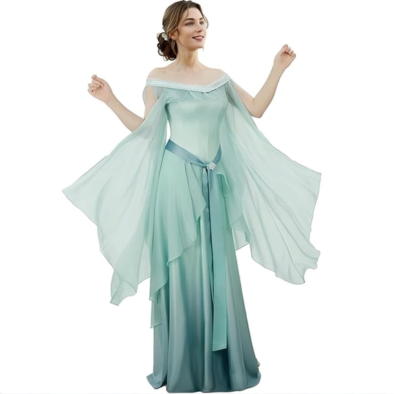 DAIZBELLA Medieval Renaissance Dress for Women Retro Gradient Strapless Dress, S
