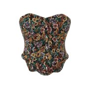 DAIZBELLA Womens Medieval Vintage Floral Lace-up Corset Top Overbust Boned Bustier, XL