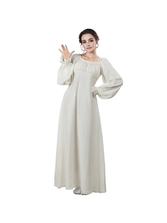 Women's Medieval Vintage Inner Dress Renaissance Retro White Bottom Dress