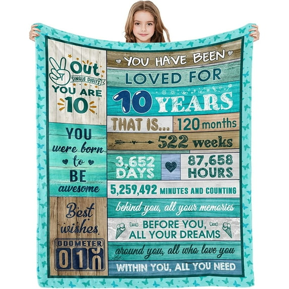 DAJU 10 Year Old Girl Boy Gift Ideas Sweet 10th Birthday Gifts for 10 Year Old Girls Boy Blanket Coolest Gifts for 10 Year Old Boy Girl Birthday Gifts