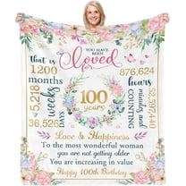 DAJU 100th Birthday Decorations for Women 100th Birthday Gifts for Women Best 100th Birthday Gifts Happy 100th Birthday Decorations for Her Wife Sister Friend Soft Throw Blanket(30*40inch)