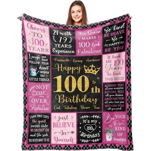 DAJU 100th Birthday Gifts for Women Gifts for 100 Year Old Woman 100th Birthday Gift Ideas 100 Year Old Birthday Gifts for Women 100th Birthday Decorations100th Birthday Blanket(30*40inch)