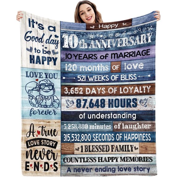 DAJU 10th Wedding Anniversary Gift Decorative Custom Blanket(30*40inch)